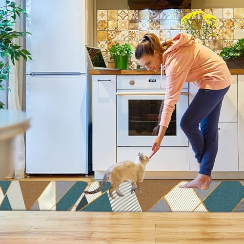 Image of ishro home Polyester Premium Rectangular Kitchen Mats For Floor Anti Slip | Machine-Washable |Waterproof| 2 Pcs Set| (18 X 55 + 18 X28 Inches) (Aurora)