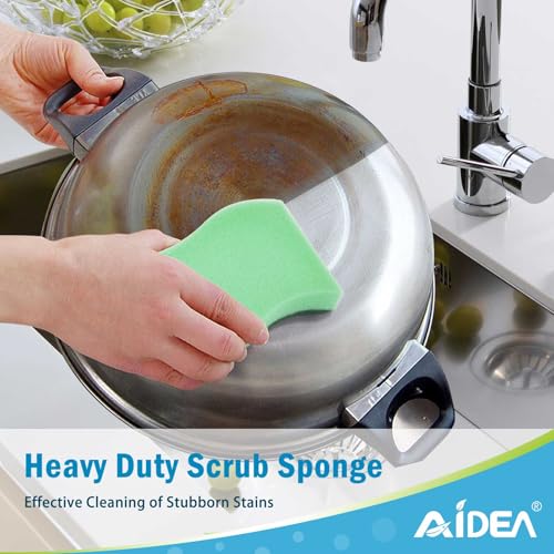 Image of AIDEA Sponges Kitchen, 24Pack Heavy Duty Dish Sponge, Cleaning Dish Scrubber Sponge for Home and Kitchen, Stink-Free Cleaning Supplies for Pots, Pans