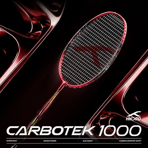 Image of Hundred Carbotek 1000 Badminton Rackets (Pack of 2) | Superlight Head-Heavy Racket for Smash Power | Slim Shaft, Carbon Graphite Shaft & Curve Frame for Better Sweet Spot