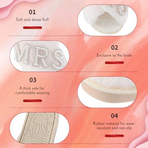 Tarpop Bride Slippers Mrs Slipper for Wedding with Personalized Initial Pearl Design Bridal Gifts4