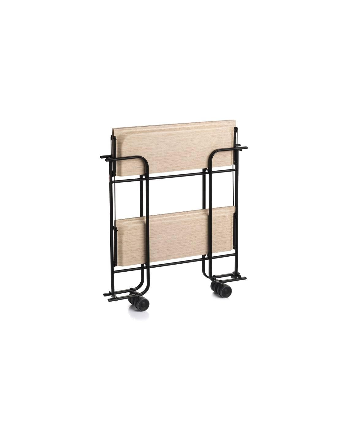 DON HIERRO Carrello da cucina pieghevole nero con ruote BAUHAUS 2 ripiani