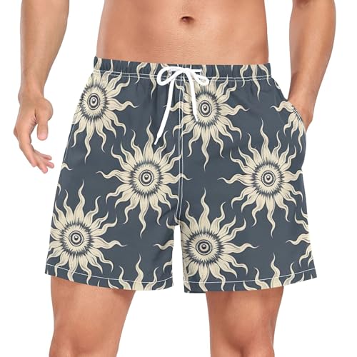 xigua Suns and Eyes Mens Swim Trunks with Liner, 5 inch Quick Dry Mens Boardshorts for Beach