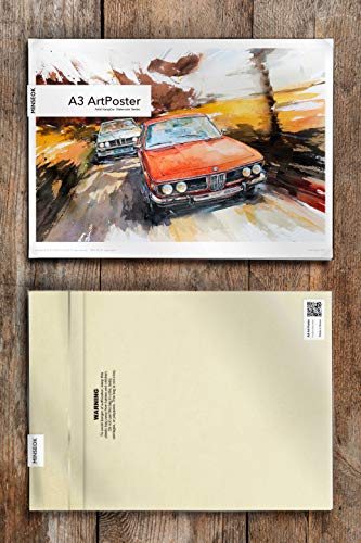 Minseok Watercolor Car Posters Room Decor Premium A3 Art Old Car Print Pictures Perfect Car Wall Art Gift Yellow Scenery Orange Vintage Old Cars #TOP3