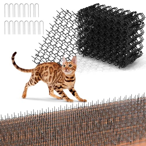 Repulsif Chat Extérieur - Lot de 15 Tapis à Pointes Anti-Chats pour Jardin - Grilles Répulsives en Plastique 20x15 cm - Barrière Efficace pour Protéger Plantes, Semis et Potager
