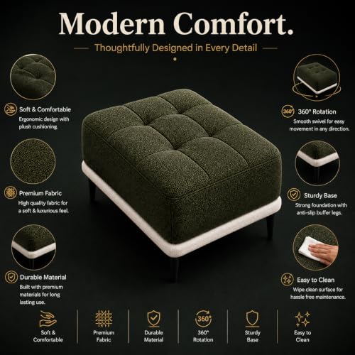 Image of Solid Wood Standard Ottoman Bench Stool | Pre-Assembled | Suitable for Living Room, Bedroom, Lounge & Office
