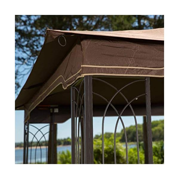 Sunjoy regency 10×12 gazebo with mosquito netting plant rings corner shelves ground stakes and center hook  urban country home decor