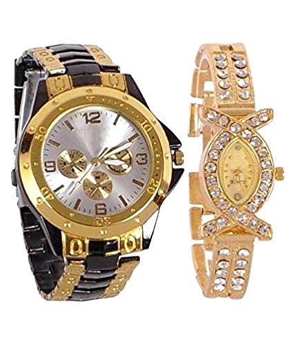 sba prime Analogue Black & Gold Watch for Men & Women (Couple) (B07TDYS7GV) Amazon Price History, Amazon Price Tracker