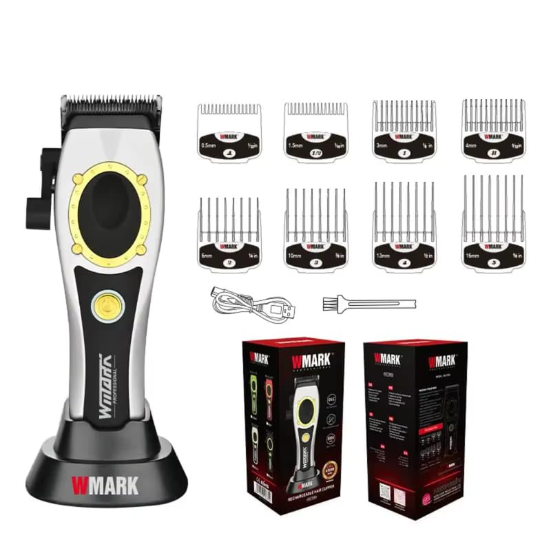 Image of WMARK NG-7030 Salon Series 8000-8500RPM 385 Double Ball Bearing Motor Zero Gapped Hair Clipper High Precision Fade Blade with DLC Process 4500mAh Battery USB Charging & Stand 240-Min Runtime, Model 12