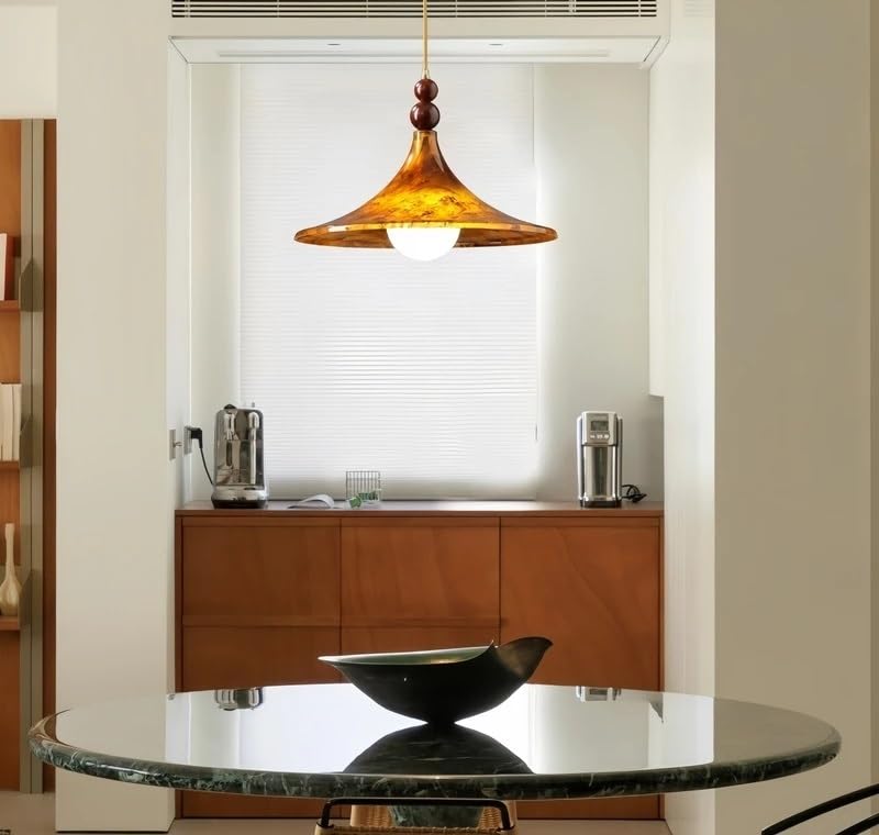 Suspension feuille de lotus D42cm ambre pour illuminer avec élégance votre chambre ou un café