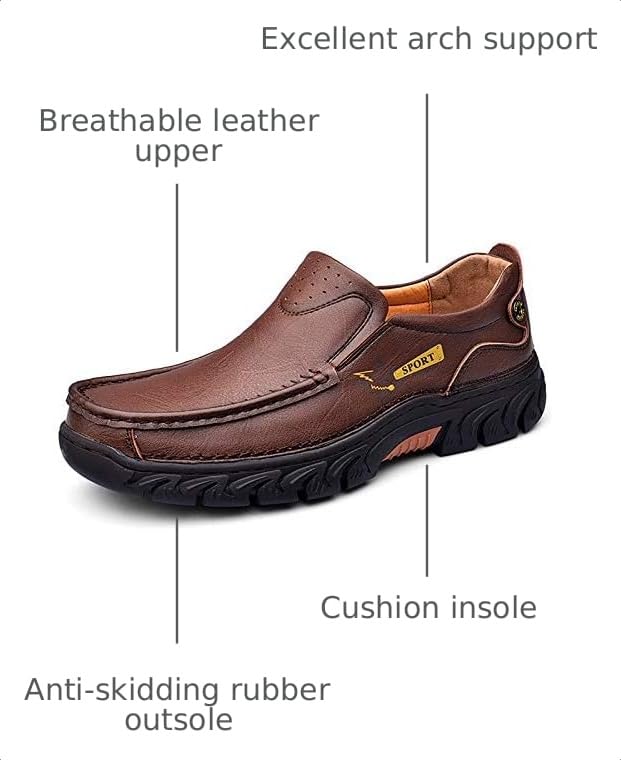Image of COSIDRAM Men Walking Leather Shoes Sneakers Luxury Casual Slip On Loafers