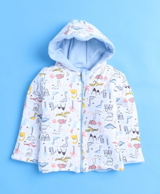 BUMZEE Sky Blue & White Baby Boys Full Sleeves Cotton Reversible Padded Jacket Age - 0-6 Months (Peb9961B-sbl.wht) 1