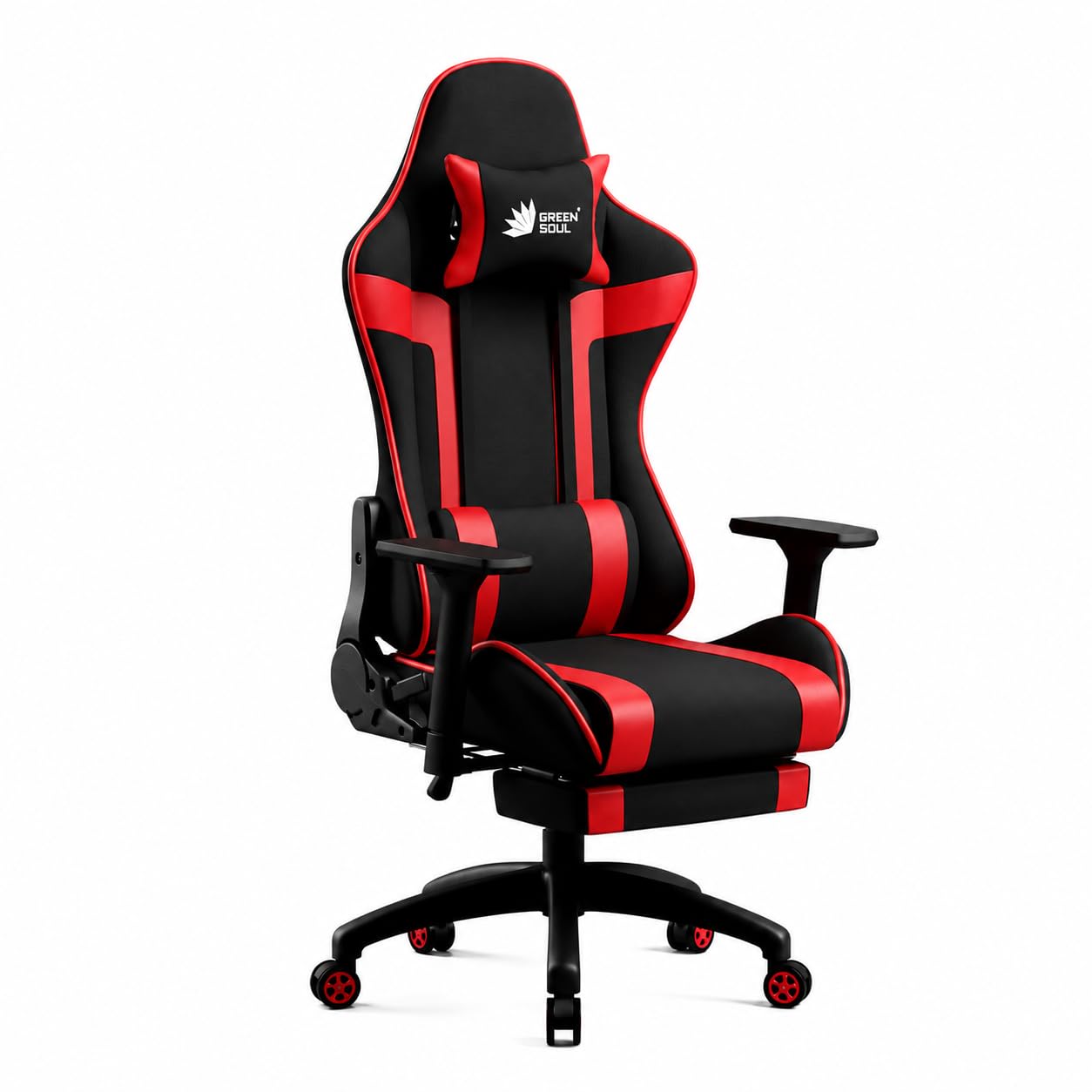 Green Soul Raptor Racing Edition Ergonomic Gaming Chair (Black Red, Fabric, Raptor Pro (with legrest))-image-45