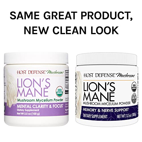 Host Defense Lion's Mane Powder - Brain Health Support Supplement - Mushroom Supplement to Support Focus & Memory Function - Immune & Nervous System Support Supplement - 3.5 oz (66 Servings)* - Image 3