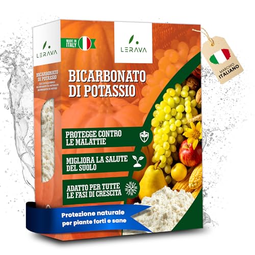LERAVA Bicarbonato di Potassio (250 g) - Potente Potassio per Piante - Bicarbonato per Agricoltura e Ortaggi - Corregge Terreni Acidi - Combatte Patogeni Fungini - Alta Solubilità in Acqua