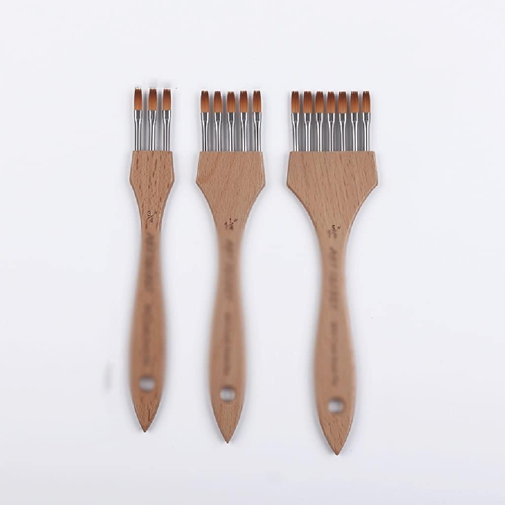 Nylon Wool Wooden Handle Art Stationery Multi-Tooth Comb Acrylic Paint Brush