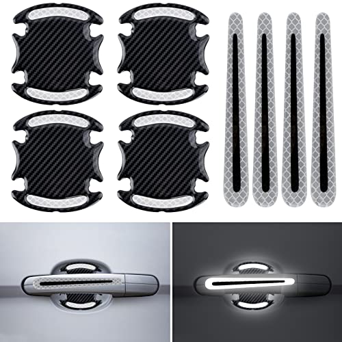 Vesaneae 4 Set Adhesivos Protección Contra Arañazos para la Puerta del Coche, Película Protectora de Coche, Pegatina de Manilla de Coche, Protectores de Tirador de Puerta VehÍculo Calcomanías (Blanco)