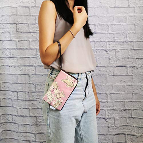 Image of Taianda Women Phone Wristlet Wallet Pouch, Dual Slots (Dreaming Cat Pink)