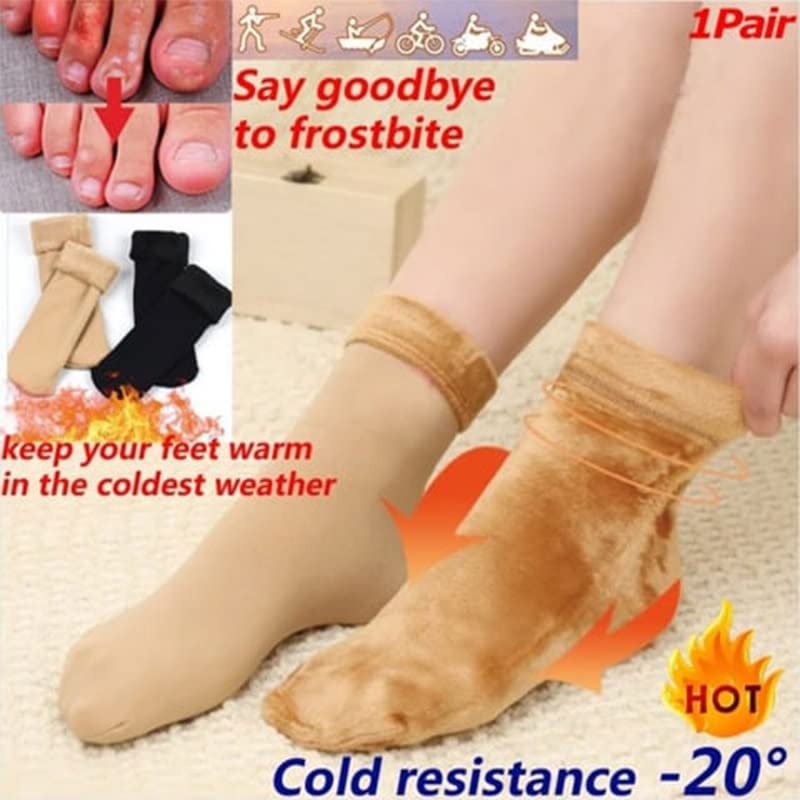 6 Pairs/12 Pairs Velvet Winter Thermal Socks Snuggly Velvet Winter Thermal Socks Thickening Winter Soft Velvet Snow Sock (6 Pairs)
