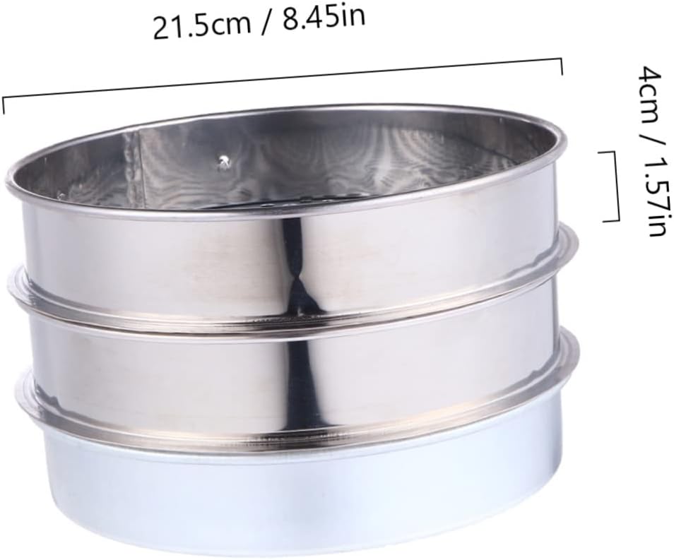 3pcs Stainless Steel Sifting Pan Mesh Filter Compost and Debris for Plant Gardening
