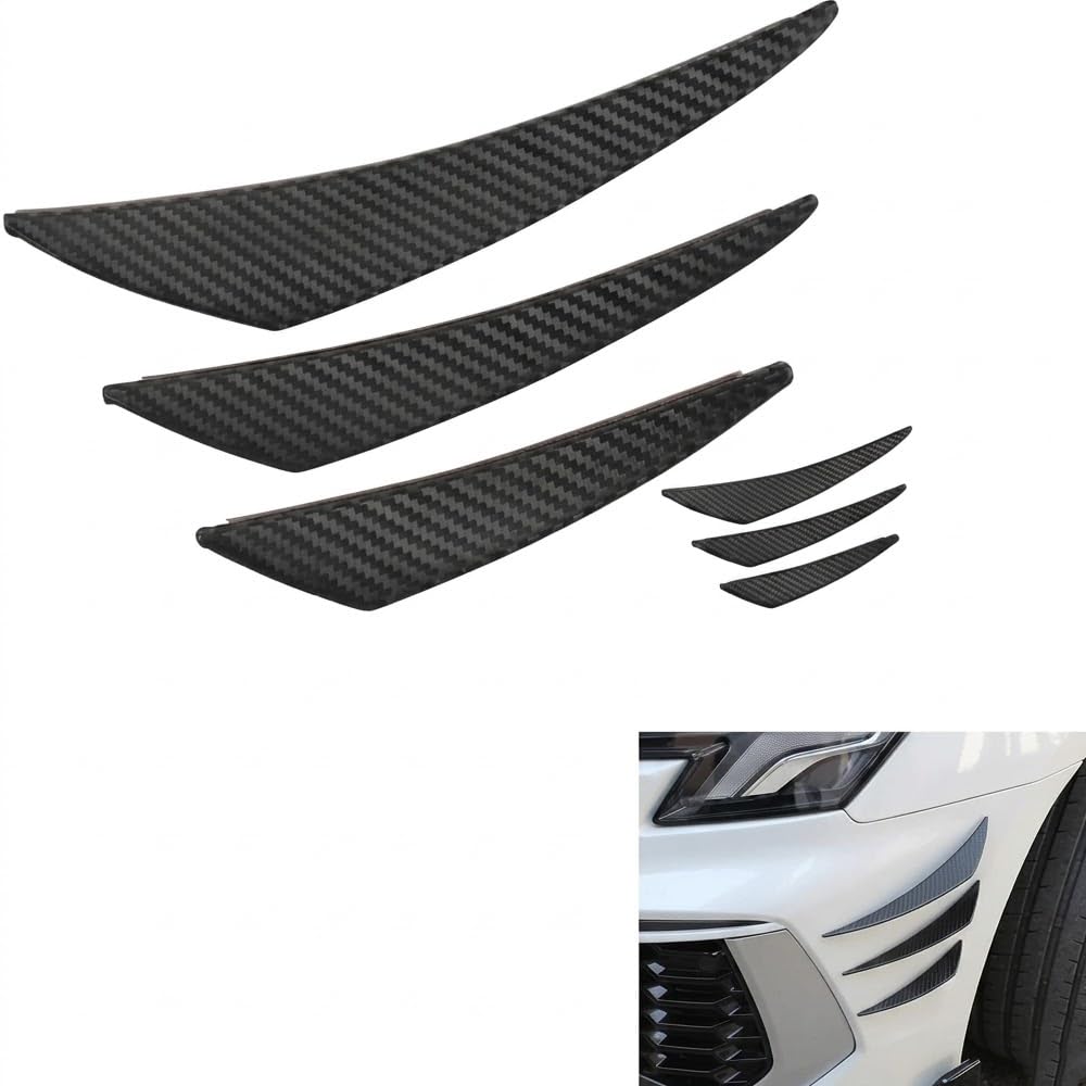 JALILAN 6PCS Front Bumper Canards Splitter Fins for Opel Astra K/Schrägheck (K ab Bj.2015), Carbon Fiber Front Bumper Lip Spoiler Winglets Exterior Protector Strips