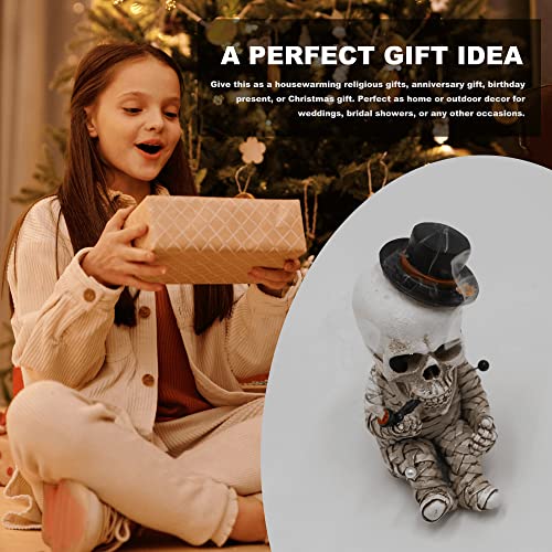 Skull Incense Holder Gothic Decor, Spooky Mummy Backflow Incense Cone Burner, Voodoo Doll Incense Burner, Handmade Resin Ornament Craft Gift, Desktop Halloween Decoration #TOP5