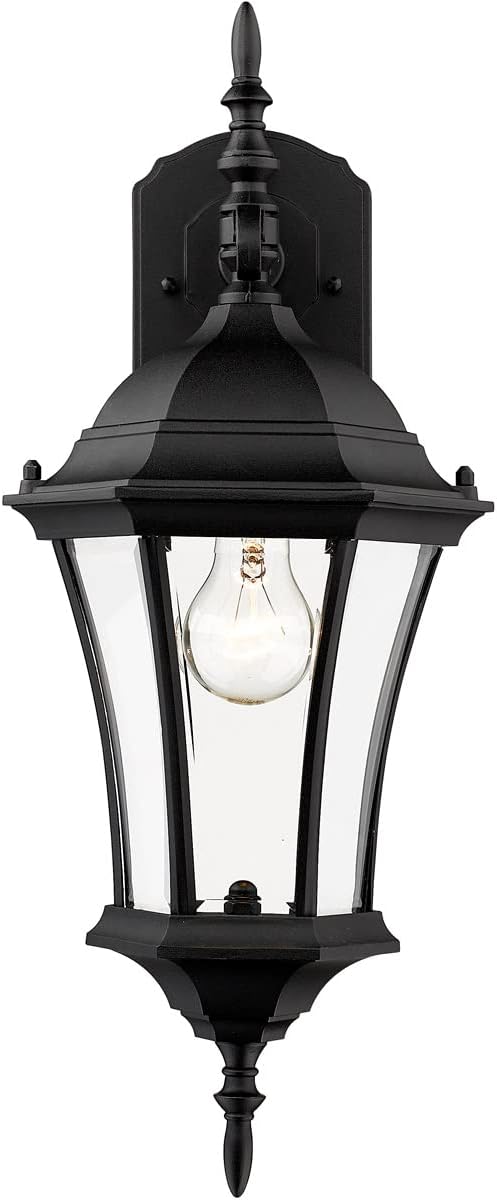 Z-Lite 522S-BK Wakefield Outdoor Wall Light, Aluminum Frame, Black Finish and Clear Beveled Shade of Glass Material