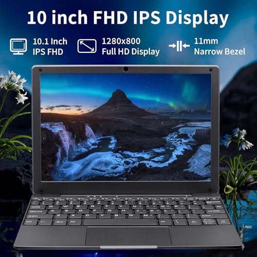 Image of BINTEC 10.1 inch Ultra-Thin Portable Mini Laptop,Celeron N4000 Processor (up to 2.8Ghz), 8GB RAM DDR4,Weight only About 0.8Kg,Built-in Webcam, WiFi, Easy to Carry (Gray, 8G+128GB SSD)