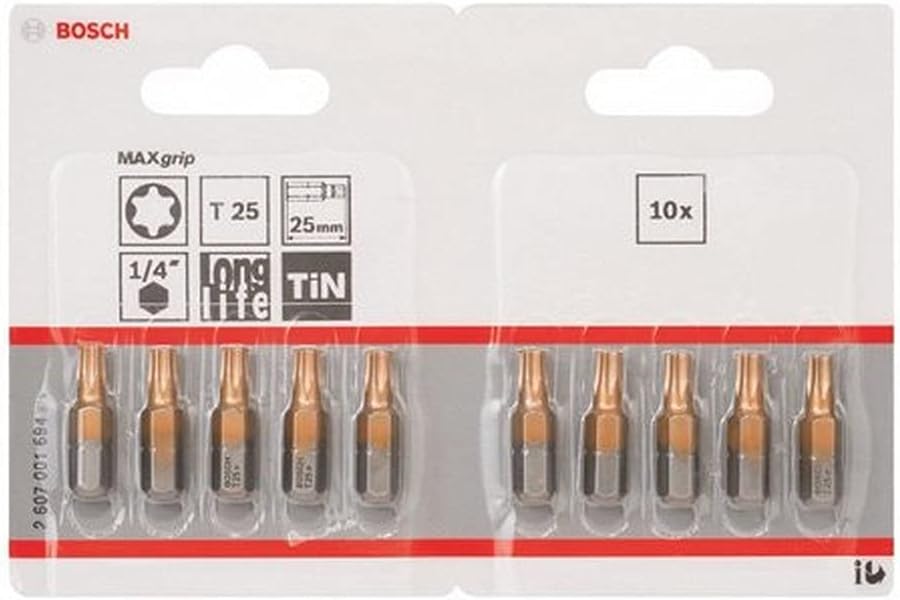 Bosch 2607001694 Maxgrip Screwdriver Bit, T25, 25mm Length, Blue