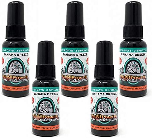 BluntPower Oil Based Concentrated Air Freshener and Oil for Diffuser - Air Freshener Spray For Room, Car, Bathroom - Concentrated Room Deodorizer & Odor Eliminator Spray - Bahama Breeze 1.5oz. (5 Pack)