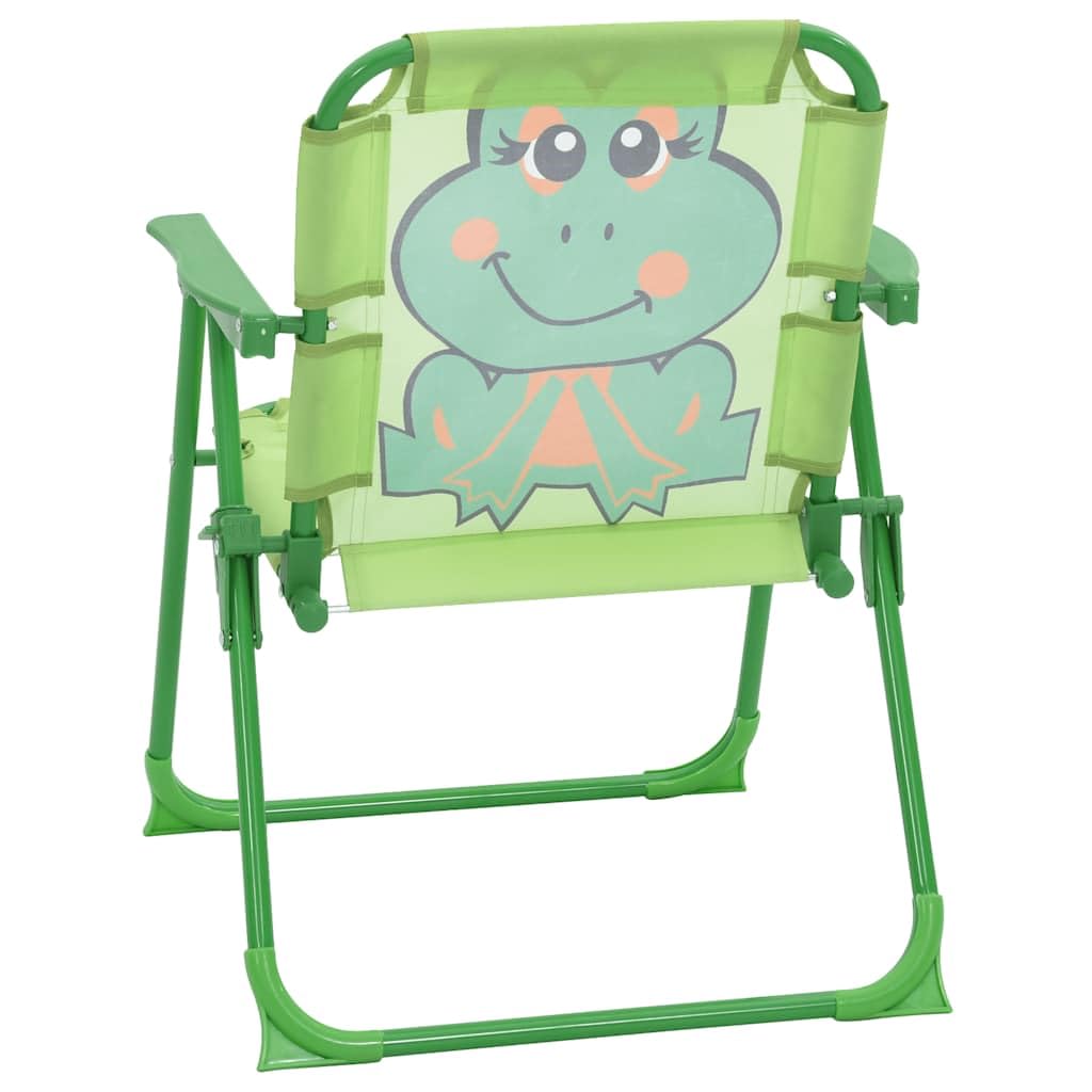 vidaXL 4tlg Campingstuhl Tisch Sitzgruppe Sonnenschirm Kinder Gartenmöbel Froggy