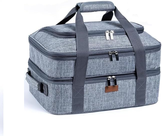 Double Insulated Casserole Carrier with Aluminum Lining - Portable Food Storage for Picnics and Parties
