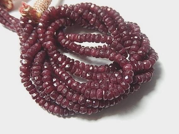 Rubis naturel véritable facetté perle rondelle 4mm pour création bijoux DIY - 2