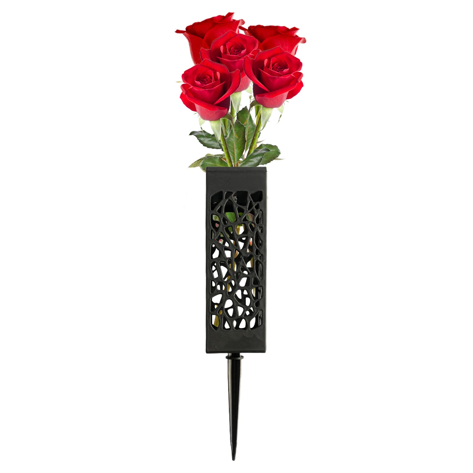 2-Pack Cemetery Vases With Spikes - Plastic Flower Holders For Graves With Drainage Holes