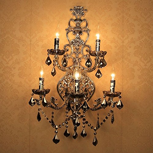 Chandelier de murale ancien 5 têtes en cristal luminaire pour lobby d'hôtel
