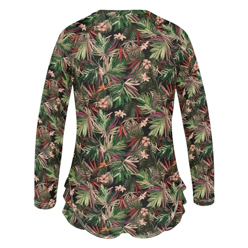 Leaves Girls Long Sleeve Rashguard Swimsuit UV Protection One-Piece Swimwear Bathing Suit B04047003