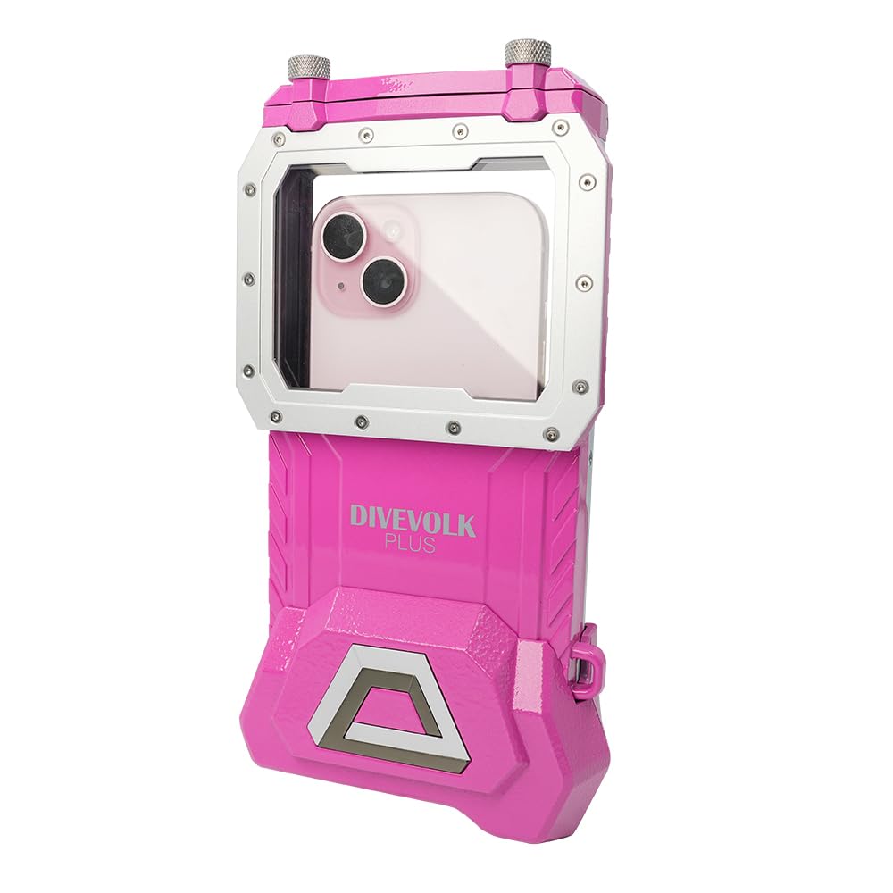 DIVEVOLK SeaTouch 4 Max Plus wasserdichte Hülle für iPhone 12-16 Pro Max, 60 Meter Tiefe, Touchscreen-Funktionalität, PINK
