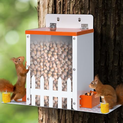 Comedero para ardillas al aire libre, mesa de picnic, comederos de banco para colgar en el exterior del árbol, divertida caja de metal para casa, maíz, cacahuetes, nueces, barra para mini ardilla