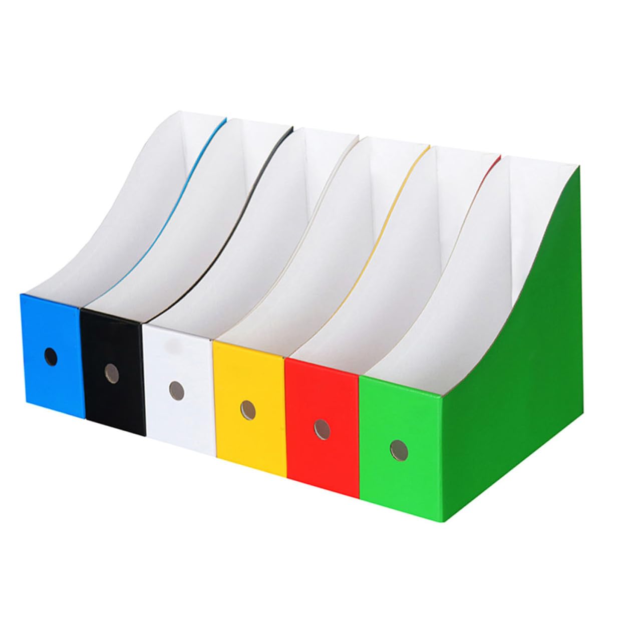 Set 6 Pezzi Scaffali per Archiviazione File Colorati in Carta Pp, Portadocumenti da Scrivania Etichette Adesive, Organizzatori Desktop per Libri, Riviste e Documenti Ufficio