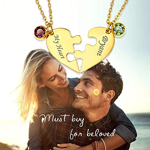U7 BFF Necklace for 2/3/4/5/6 Women Girls Stainless Steel Personalized Family/Sibling/Friendship Jewelry Set Custom Best Friend Name Engrave Heart Puzzle Matching Pendant Necklaces3