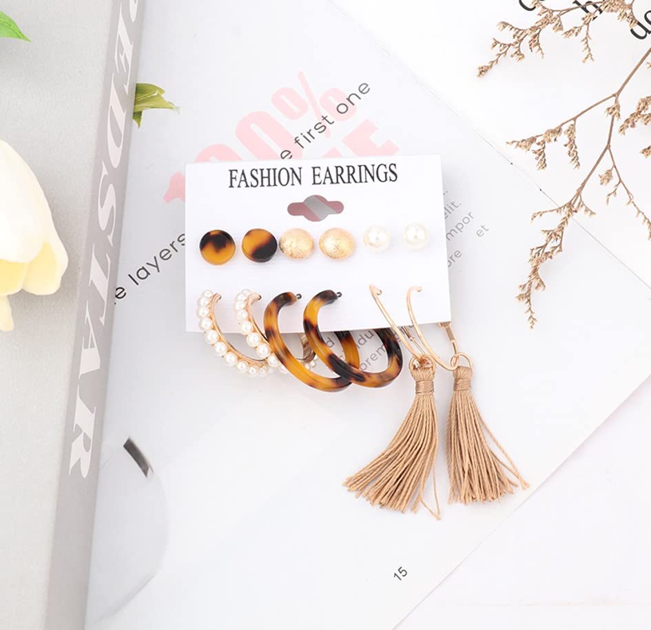 Image of ANNACREATIONS Stylish combo of pearl stud hoop earrings set for Women Girls