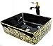 Produktbild Waschtisch/Waschbecken, Keramik, Blumenmuster, rechteckig, 485 x 375 x 135 mm, Schwarz / goldfarben