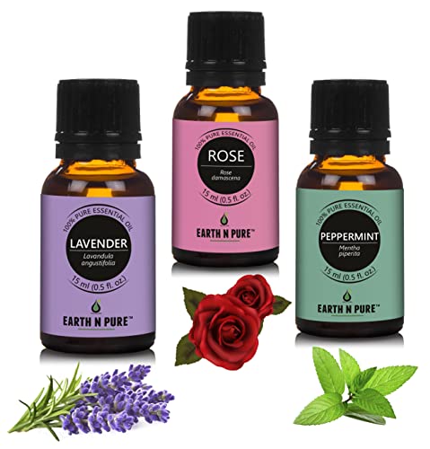 Image of Essential Oil Pack of 3 (Lavender, Rose and Peppermint) 15ml each