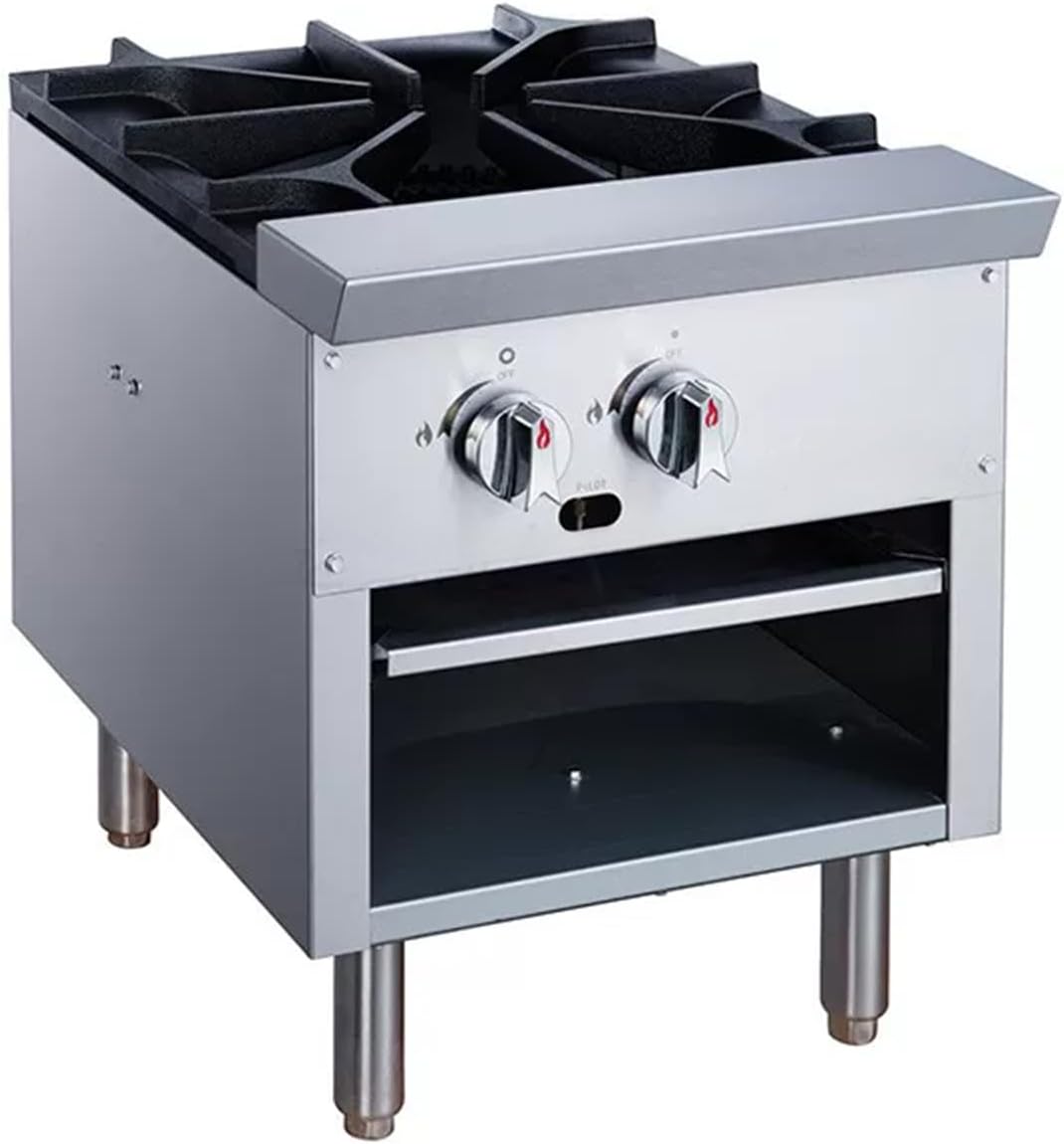 Professional Commercial Gas Stove 100,000 BTU with Cabinet - Heavy Duty Stainless Steel Restaurant Range, Propane/Natural Gas Convertible, Countertop Cooking Equipment for Catering Kitchen (4 Burners)