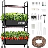 Growell Hydroponics Growing System Kit, 54 Pods Vertical Indoor Herb Garden with Smart LED Grow Light, Auto Circulating Water Pump Each Tier, 28L Hydroponic Gardening Systems for Ideal Gifts (Black)