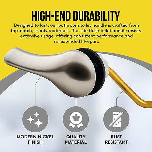 Qualihome Universal Toilet Handle Tank Flush Lever Replacement Handle, Satin