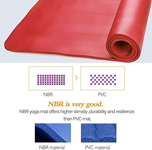 PowerLife Yoga Workout Mats 1/2 Inch Extra Thick High Density Foam Pad Anti-Tear Exercise, Yoga Pilates Mat Blue - Thumbnail 2