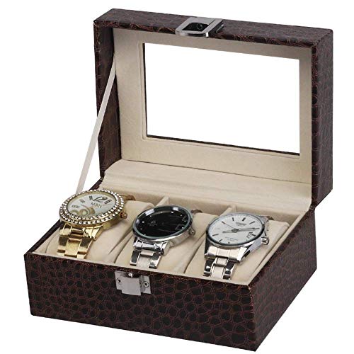 Boîte montre PU grands compartiments et fenêtre transparente de rangement