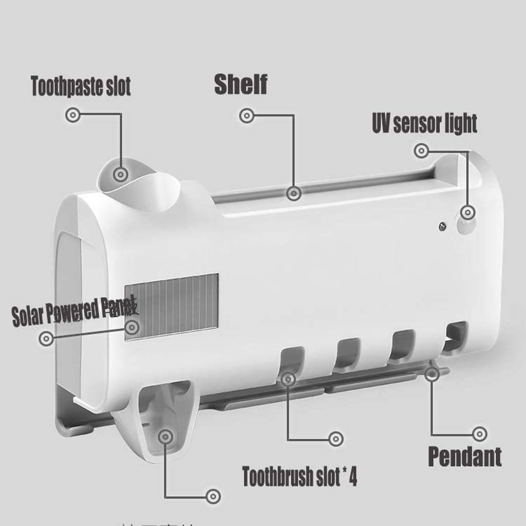 TJH Portacepillos de Dientes esterilizados multifuncionales,Estante de esterilizador de Cepillo de Dientes UV Portacepillos de esterilizador de Pared-No Hay Necesidad de Golpear-Cuidar la Salud bucal
