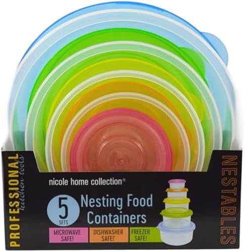 Round Food Containers With Colorful Lids - Assorted Sizes, 5 Pcs image 5