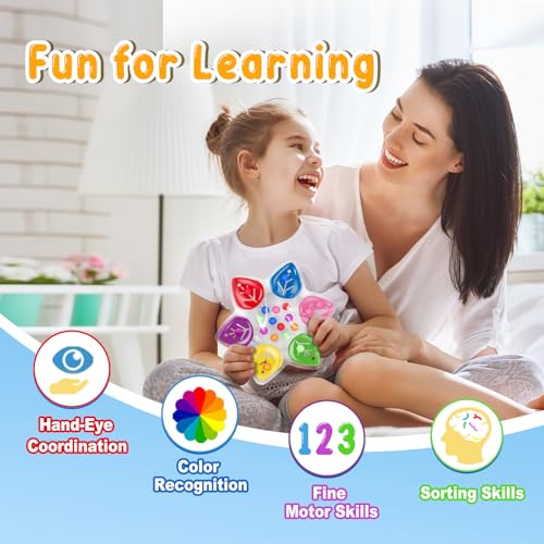 Image of Color Sorting Sensory Toys, Toddler Travel Fine Motor Toy, Preschool Learning Activities Calm Down Sensory Toys for Kids with Autism, Color Matching Montessori Fidget Toys for Kids Ages 3+, Snowflake